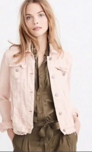 Abercrombie and Fitch Dusty Pink Distressed Denim Jacket Women’s XS thumbnail 1