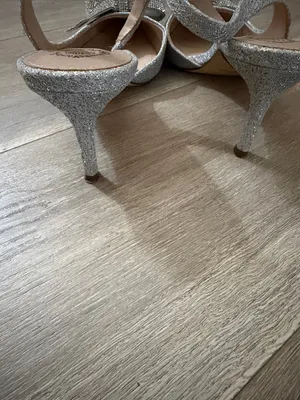 L.K. Miller Silver Glitter Slingback Pumps with Crystal Bow thumbnail 3
