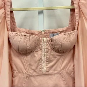 Oh Polly Pink Corset Top Balloon Long Sleeve Bodycon Mini‎ Dress Sz 2 thumbnail 6