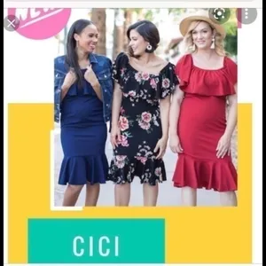 Lularoe Cici flounce ruffle stretch dress teal S thumbnail 12