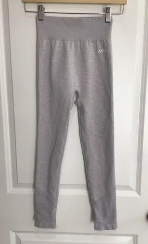 AYBL Gray Leggings Size XS Compression 22" Inseam Side Ruching Running thumbnail 1
