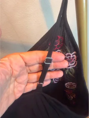 Size M Black Maxi Dress with Floral Embroidery thumbnail 3