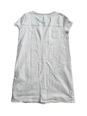ZARA Trafaluc Cream Denim Shift Dress Size Medium thumbnail 2