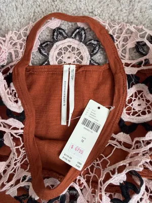 Anthropologie Lace Flutter Sleeve Blouse Cedar Brown thumbnail 3
