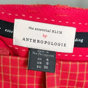 Anthropologie The Essential Slim Trousers Pants Trouser Orange Red Women’s 4 thumbnail 12