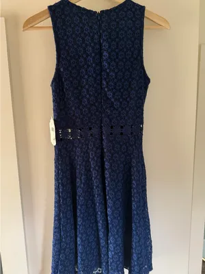 Altar'd State Navy Floral Lace Sleeveless Mini Dress thumbnail 2