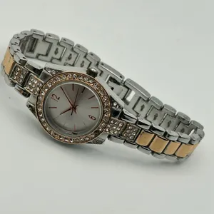 Women’s Two-tone Silver and Rose-gold Crystal Accented Analog Watch Working thumbnail 4