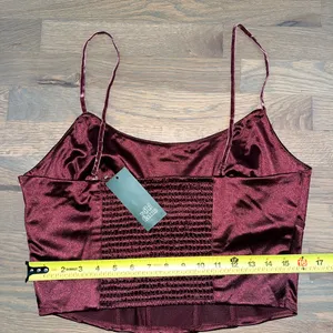 wild fable Wine Satin Floral-Trim Crop Cami thumbnail 4