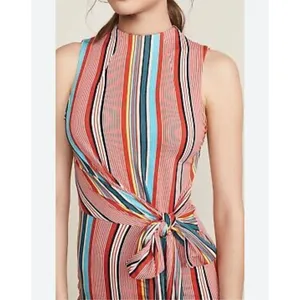 Alice & Olivia Delora colorful vertical striped wrap tie waist midi dress size 2 thumbnail 2