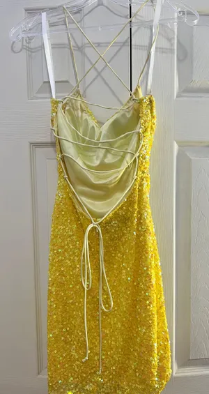 Primavera Couture Yellow Homecoming Dress thumbnail 4