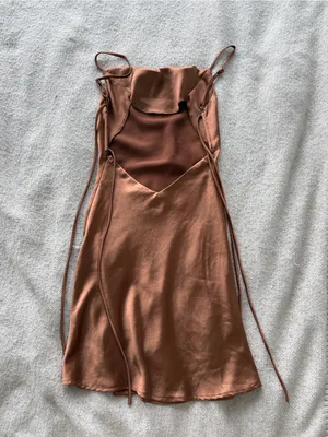Princess Polly Brown Satin Cowl Neck Mini Dress thumbnail 4