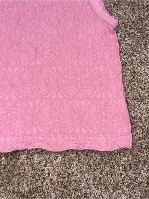 Pink Rose Textured Tank Top Women's S/M Pink Sleeveless Top thumbnail 11
