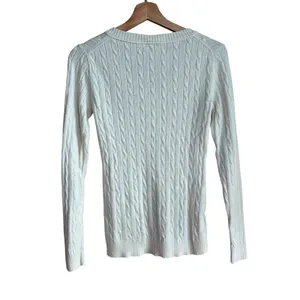 Ann Taylor LOFT rabbit‎ hair cream white cable knit ribbed sweater women's S thumbnail 6