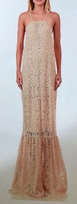 Lace Halter Mermaid Formal Prom Wedding Gown Dress thumbnail 1