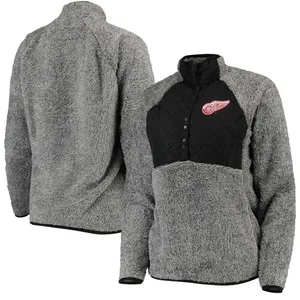 ANTIGUA Women's Detroit Red Wings Black/Gray Sherpa Pullover Jacket |‎ Med | EUC thumbnail 1