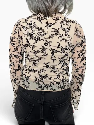 Ava Lane Beige and Black boho chic floral mesh layering top size Large thumbnail 9