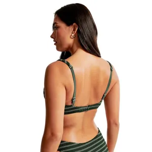 NWT Abercrombie & Fitch Curve Love High Apex Underwire Bikini Top Green Size XXS thumbnail 3