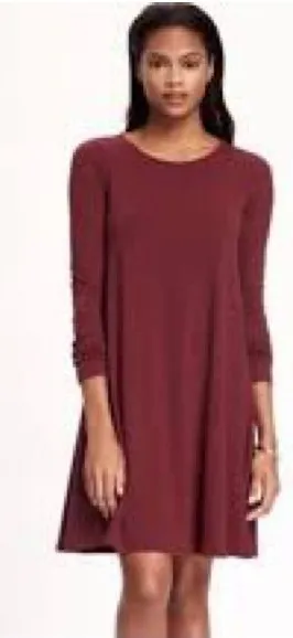 Old Navy Long Sleeve knit swing dress‎ gosh garnet red size XL thumbnail 1