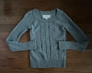 American Eagle Y2k Abercrombie grey cable knit scoop neck bella swan elena gilbert sweater thumbnail 4