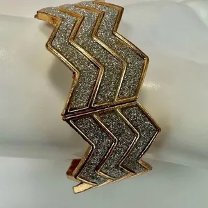 Gold tone rhinestone hinged bangle bracelet thumbnail 5