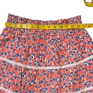 J. Crew Smocked Tiered Floral Mini Skirt – Red & Blue Summer Cotton (S) thumbnail 4