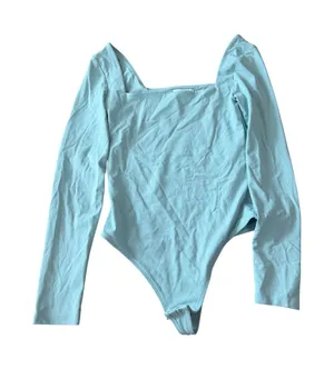 Babaton Aritzia Contour Squareneck Bodysuit Blue‎ Long Sleeve Sculpting M thumbnail 1