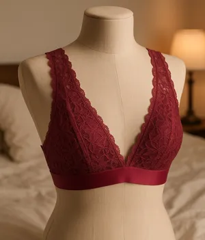 Aerie Lace Bralette in Burgundy Size Medium thumbnail 1
