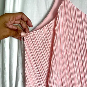 ATTENTION | Pink Satin Accordion Pleated Tiered Midi Dress Sz XL thumbnail 6