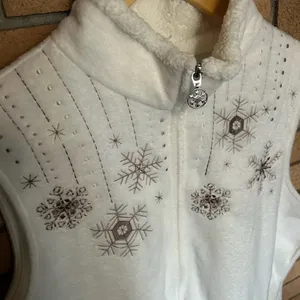 Breckenridge Womens Sleeveless Full Zip Fleece Vest Off White Snowflake Size 2XL thumbnail 2