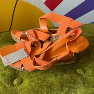 Max Rave Strappy Orange Wedges‎ NWT! Size 9 thumbnail 4