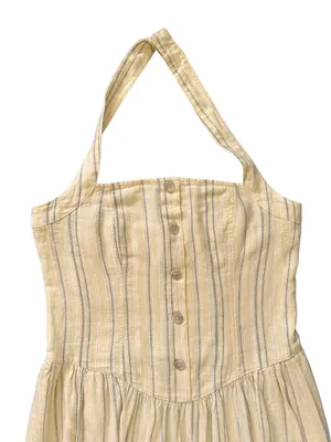 Universal Threads Halter Drop Waist Stripe Linen Blend Mini Sundress Yellow Sz M thumbnail 6