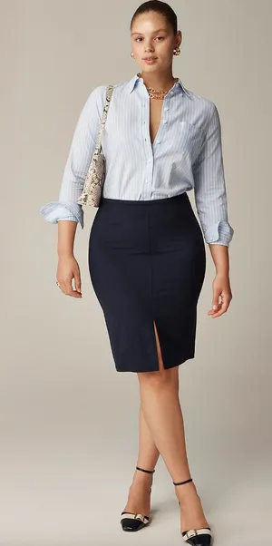 J.Crew Pencil Knee Length Skirt Italian Bi Stretch Wool Black $168 US 4 NWT thumbnail 1