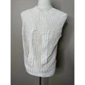 Specialty House White Crochet Sweater Cardigan Vest Large‎ Button Boho Fisherman thumbnail 4