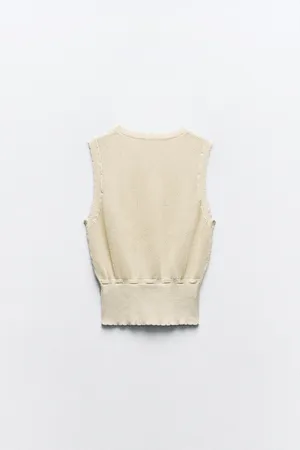 ZARA NWT Ecru ROMANTIC KNIT TOP. Size Large NWT Ecru ROMANTIC KNIT TOP. Size Large thumbnail 5