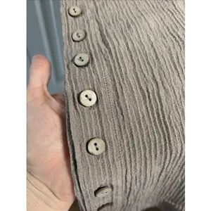 Soft Surroundings Wide Leg Pants Womens Size L Tan Gauze Button Hem Coastal thumbnail 4