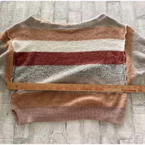 Free People Candyland Striped Pullover Sweater Ivory Soft Girl Knit Top Sz M thumbnail 6