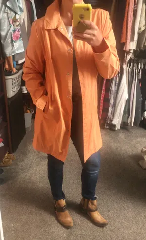 Gap VINTAGE 90’s Peach Rain Coat Long Jacket TRENCH thumbnail 1