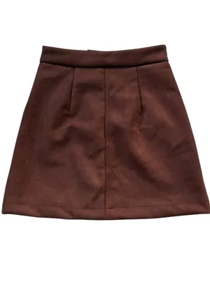 NWT EVEREVE Claudia Faux Suede Mini Skirt Brown Size 24 Retail $88.00 thumbnail 6