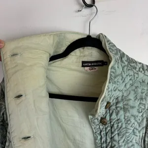Antik Batik Cotton Velvet Quilted Paisley Print Jacket Coat Sz Small Seafoam thumbnail 16