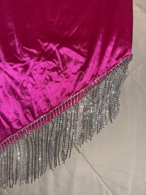Bright pink mini dress with rhinestones Size L thumbnail 2