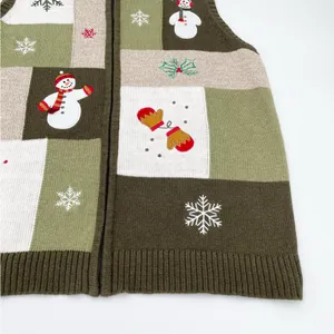 Vintage Y2K Christmas Sweater Vest Size Large Christopher & Banks Full Zip Green thumbnail 6