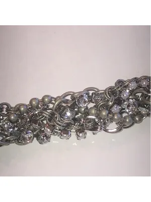 American Eagle Aged Silver Tone Boho CZ Rhinestones Multi Strand Bracelet thumbnail 6