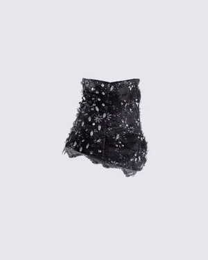 Finesse Love Hand Beaded Rhinestone Black Corset Top thumbnail 3