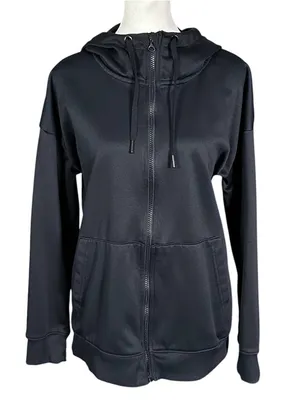 Mondetta Zip Up Performance High Neck Hoodie Sweatshirt Black Medium thumbnail 5