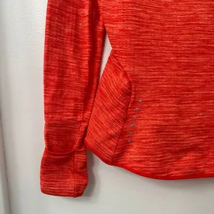 Nike Shirt Women's Small 1/4 Zip‎ Running Pullover Heathered Orange Thumbhole thumbnail 8