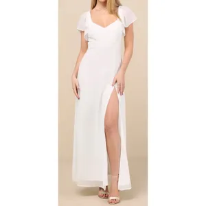 NWT Lulus Size Small Simply Delightful White Tie-Back Flutter Sleeve Maxi Dress thumbnail 3