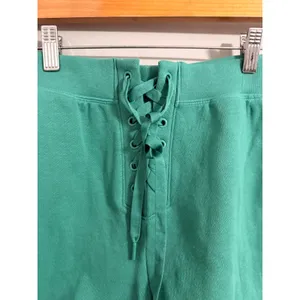 Victoria's Secret Lace Up Fleece‎ Shorts Womens Small Green High Waist Lounge thumbnail 2