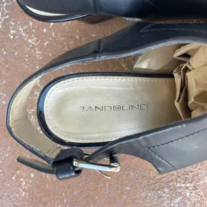 Vintage 90s retro black block heel mule sandals sz 8 thumbnail 5