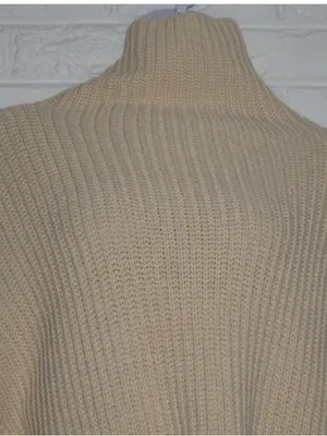 Free People Swim Too Deep Cream Turtleneck Oversized Sweater Size: Large Cozy thumbnail 2