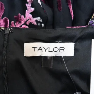 Taylor Womens 8 Black Floral Velvet Fully Lined Midi Dress NEW thumbnail 9